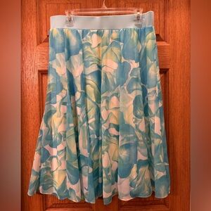 Ruby Rd. Leafy Blue and Green A-Line Skirt